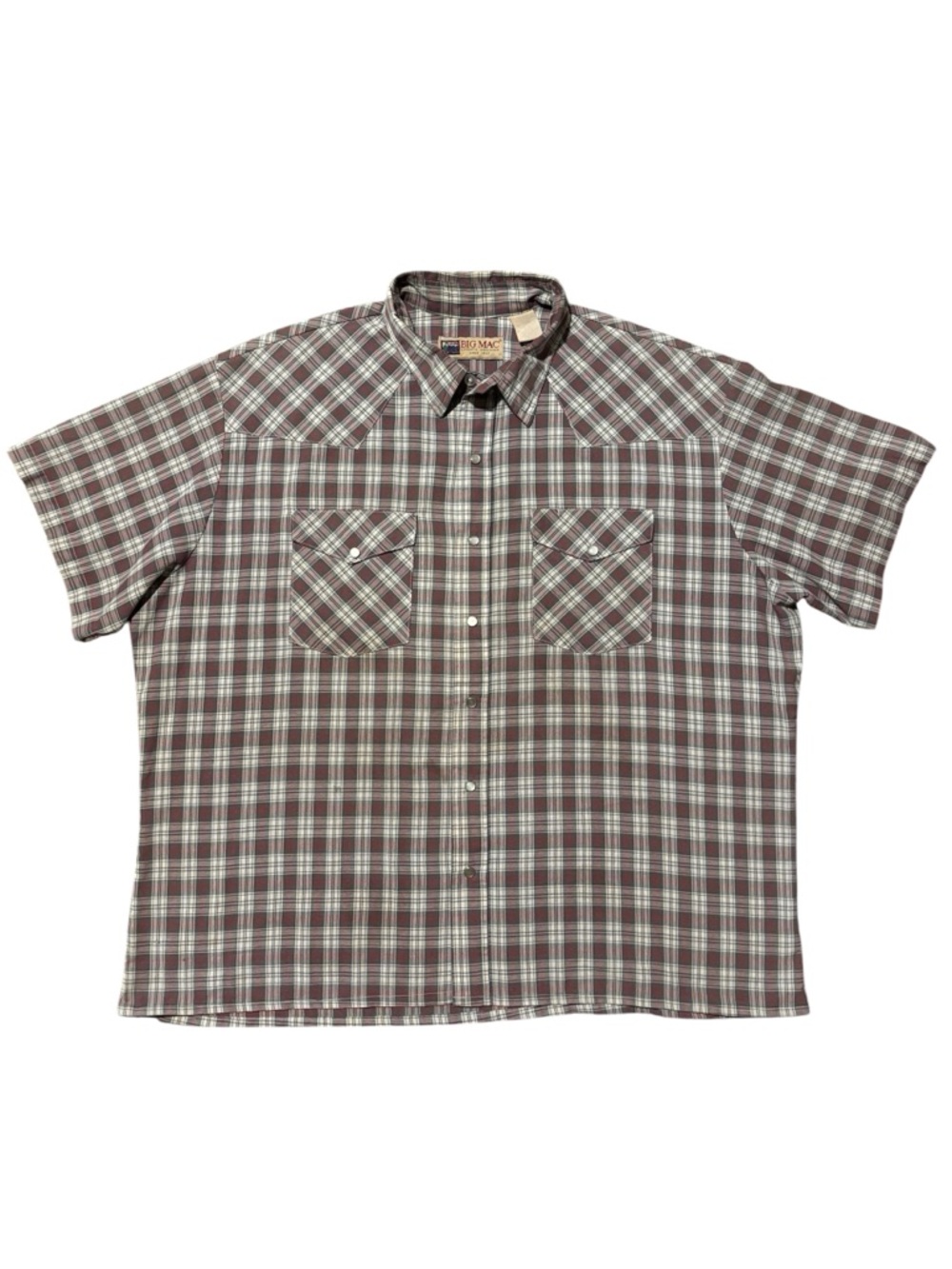 Big Mac >Men's Plaid Short-Sleeve Button-Down Work Shirt JC Penny Catalog Sz XXL